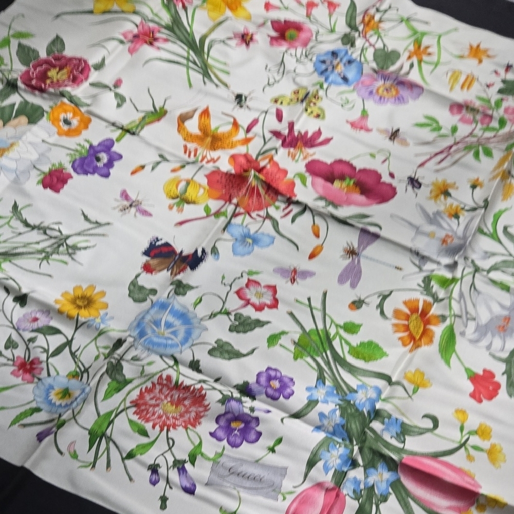 Gucci Multicolor Floral Silk Scarf - Picture 4 of 11